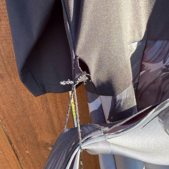 R&M Richards Black & Grey Floral High-Lo Tie Dress 3/4 Sleeves Size 14 - Picture 5 of 7